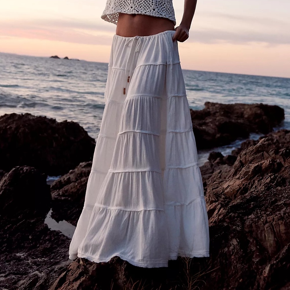 Free People White Maxi Skirt